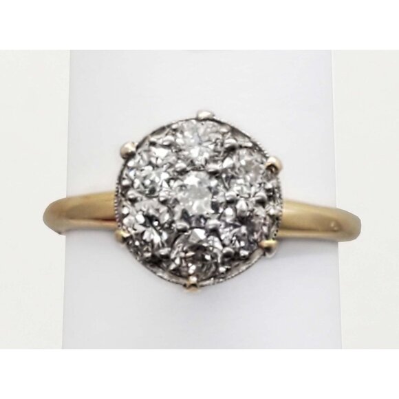 0.70 ctw Natural Diamond Raised Cluster Style Band Ring 14k Gold Size 7.5